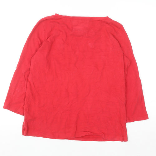 Crew Clothing Company Womens Red 100% Cotton Long Sleeve T-Shirt Size 12