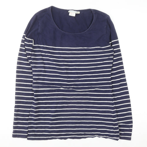 JoJo Maman Bébé Women's Blue Striped Long Sleeve Maternity T-Shirt S