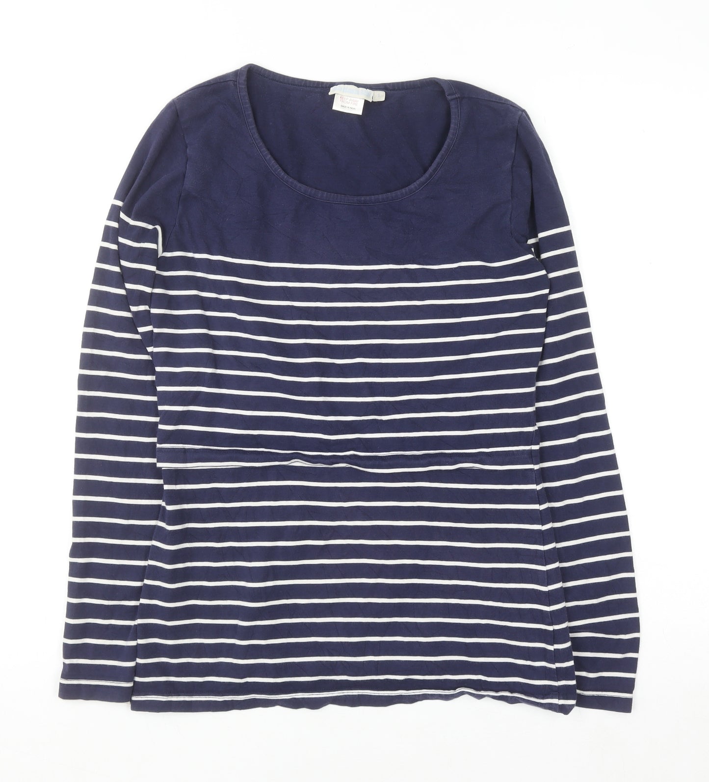 JoJo Maman Bébé Women's Blue Striped Long Sleeve Maternity T-Shirt S