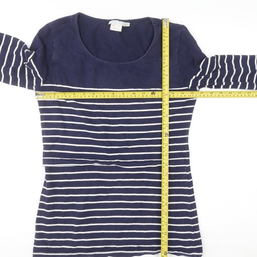 JoJo Maman Bébé Women's Blue Striped Long Sleeve Maternity T-Shirt S