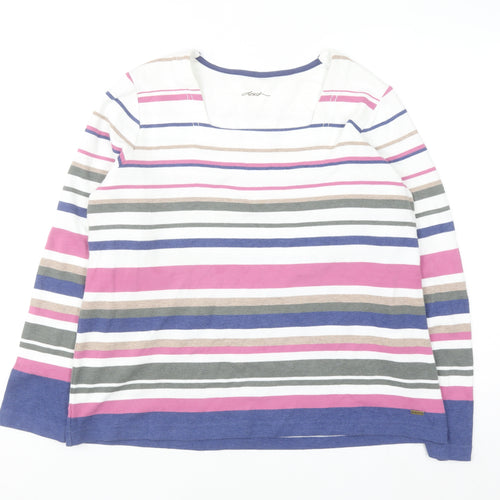 Dash Women’s Multicoloured Striped Long Sleeve Cotton Blend T-Shirt Size 18