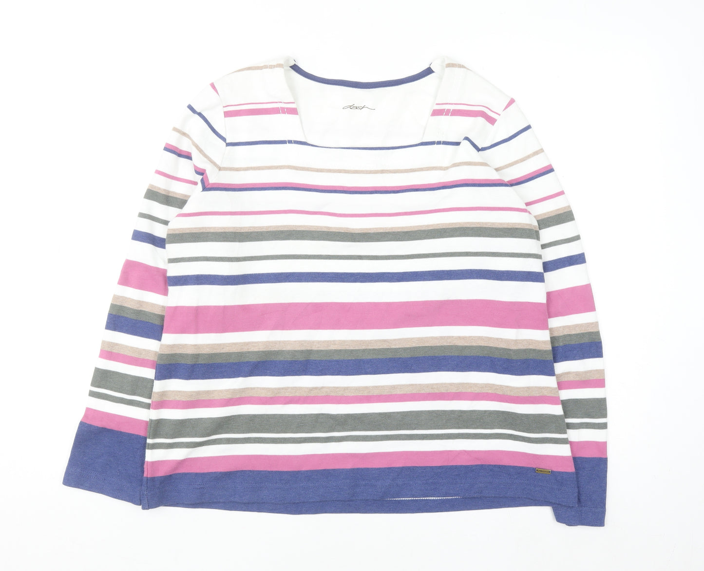 Dash Women’s Multicoloured Striped Long Sleeve Cotton Blend T-Shirt Size 18