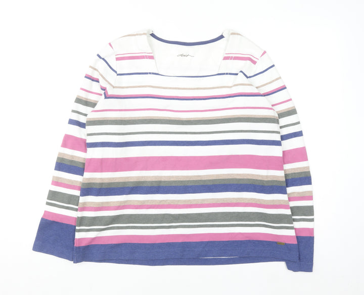 Dash Women’s Multicoloured Striped Long Sleeve Cotton Blend T-Shirt Size 18
