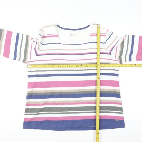 Dash Women’s Multicoloured Striped Long Sleeve Cotton Blend T-Shirt Size 18