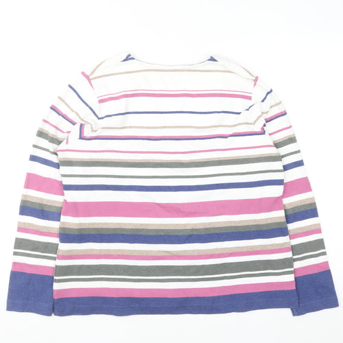 Dash Women’s Multicoloured Striped Long Sleeve Cotton Blend T-Shirt Size 18