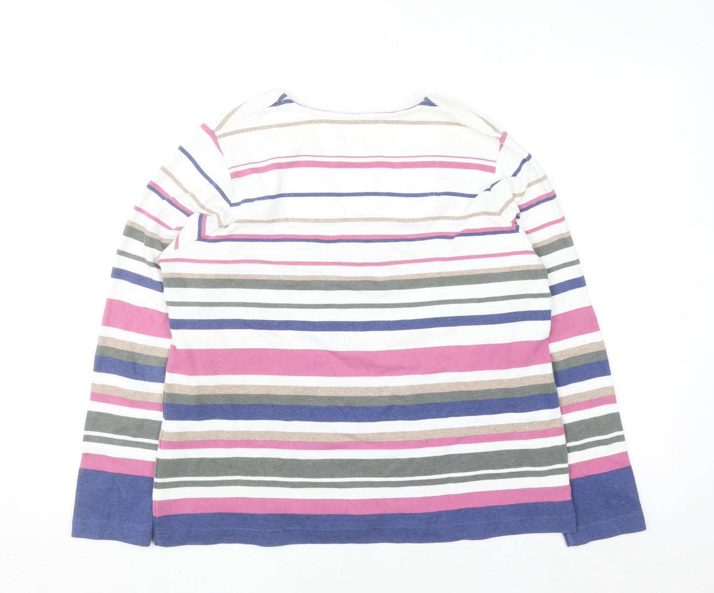 Dash Women’s Multicoloured Striped Long Sleeve Cotton Blend T-Shirt Size 18