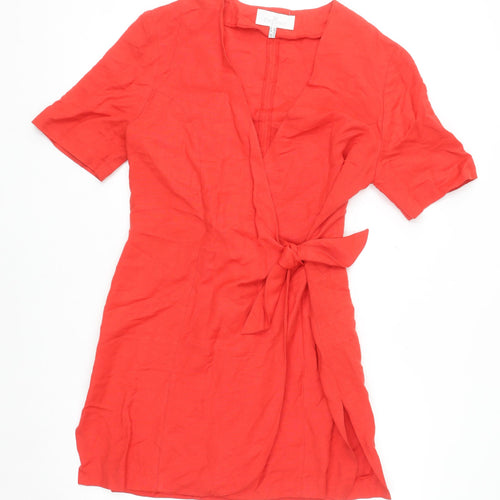 Elégance Paris Women's Red Short Sleeve Wrap Dress Size 12