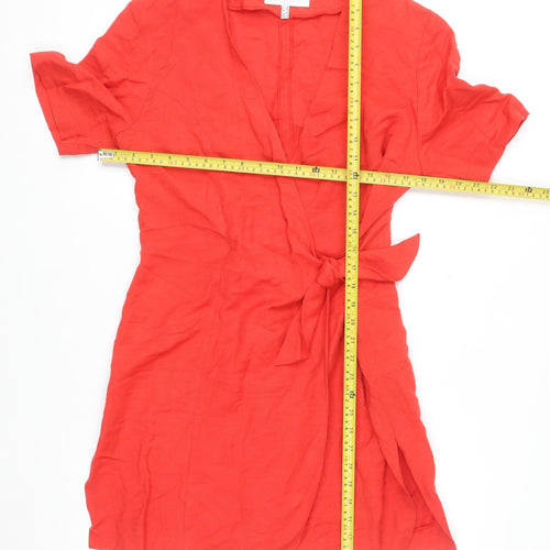 Elégance Paris Women's Red Short Sleeve Wrap Dress Size 12