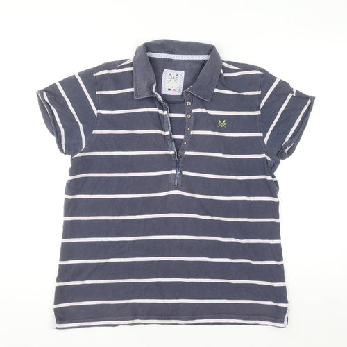 Crew Clothing Co. Women's Blue Striped Cotton Polo Shirt Size 18