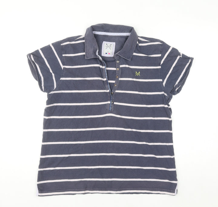 Crew Clothing Co. Women's Blue Striped Cotton Polo Shirt Size 18