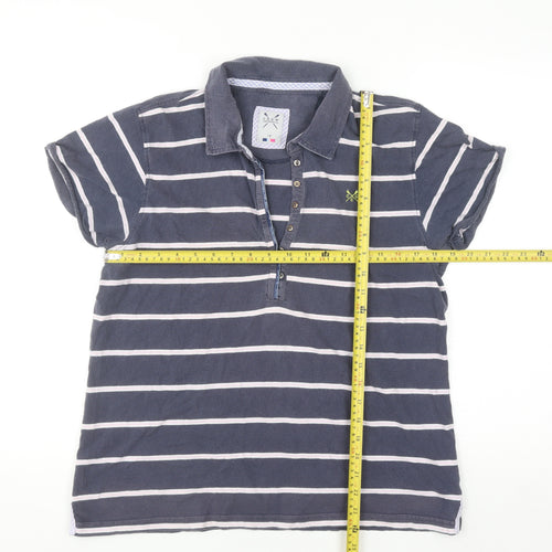 Crew Clothing Co. Women's Blue Striped Cotton Polo Shirt Size 18