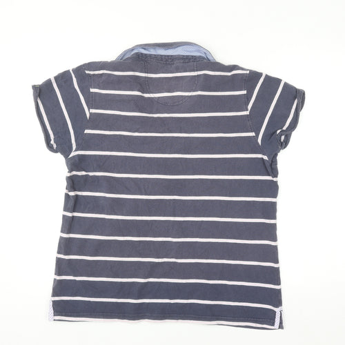 Crew Clothing Co. Women's Blue Striped Cotton Polo Shirt Size 18
