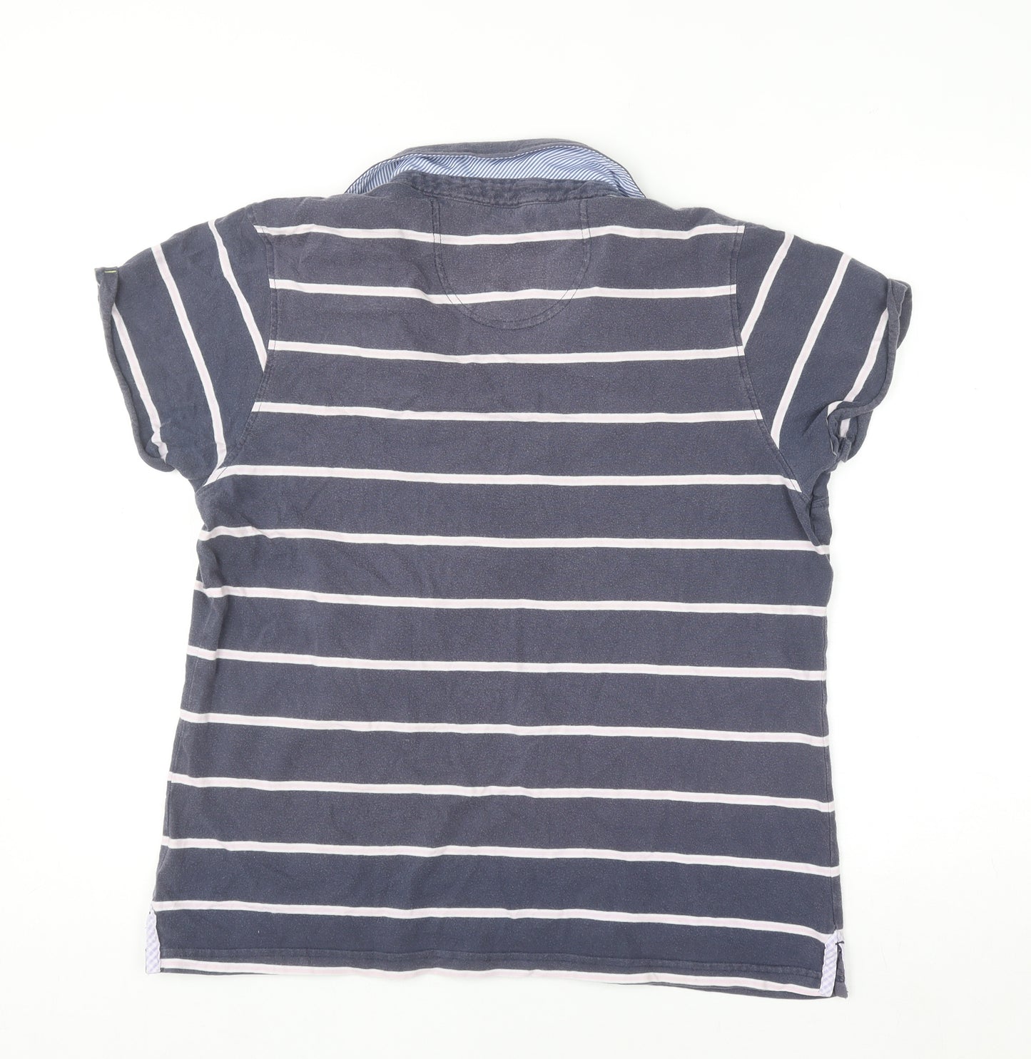 Crew Clothing Co. Women's Blue Striped Cotton Polo Shirt Size 18