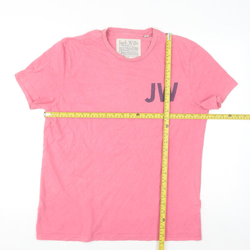Jack Wills Women's Pink Crew Neck Short Sleeve T-Shirt Size L