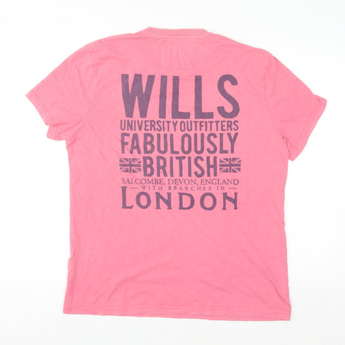 Jack Wills Women's Pink Crew Neck Short Sleeve T-Shirt Size L