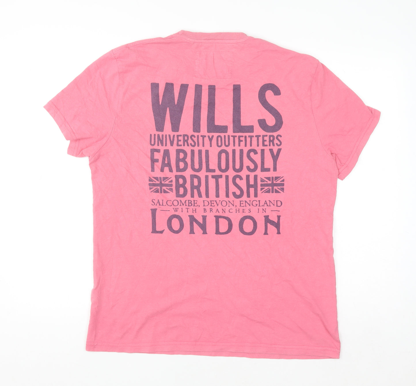 Jack Wills Women's Pink Crew Neck Short Sleeve T-Shirt Size L