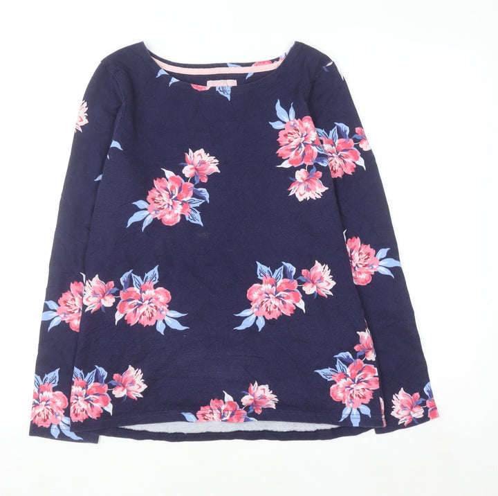 Joules Womens Blue Floral Cotton Long Sleeve T-Shirt Size 10