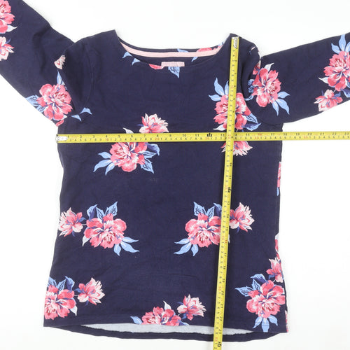 Joules Womens Blue Floral Cotton Long Sleeve T-Shirt Size 10
