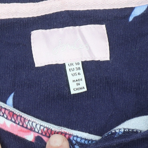 Joules Womens Blue Floral Cotton Long Sleeve T-Shirt Size 10