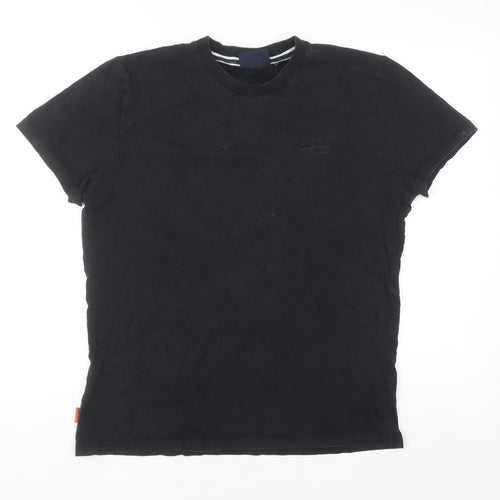 Superdry Men's Black XL Crew Neck Cotton T-Shirt