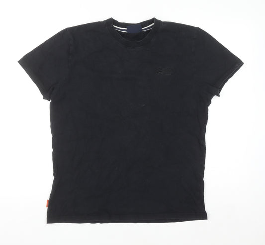 Superdry Men's Black XL Crew Neck Cotton T-Shirt