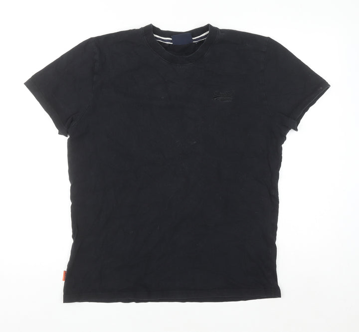 Superdry Men's Black XL Crew Neck Cotton T-Shirt