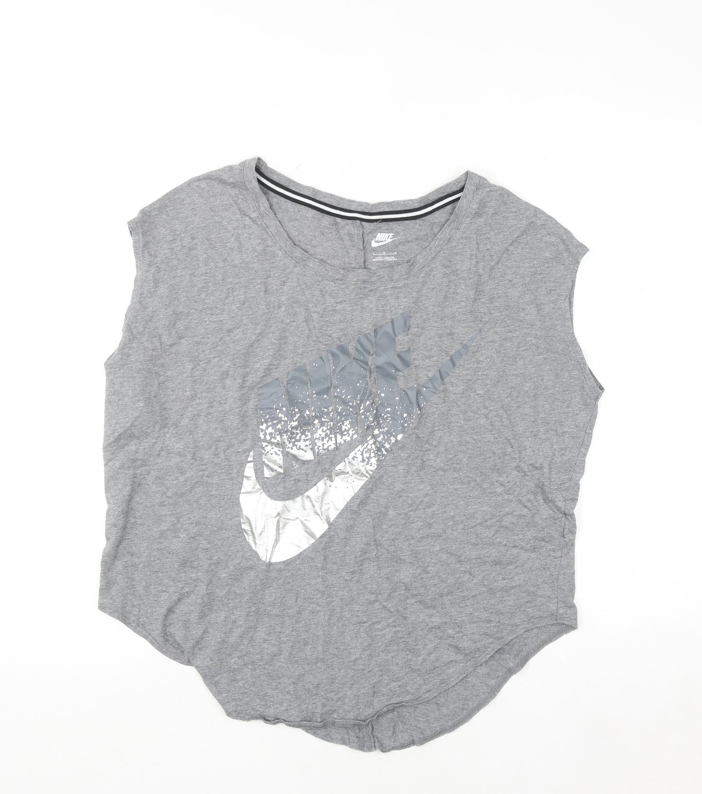 Nike Womens Grey Sleeveless Tank Top L Basic Logo Sportswear