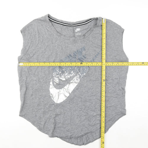 Nike Womens Grey Sleeveless Tank Top L Basic Logo Sportswear