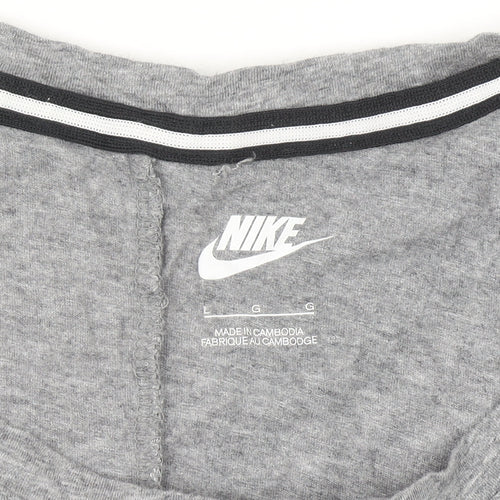 Nike Womens Grey Sleeveless Tank Top L Basic Logo Sportswear