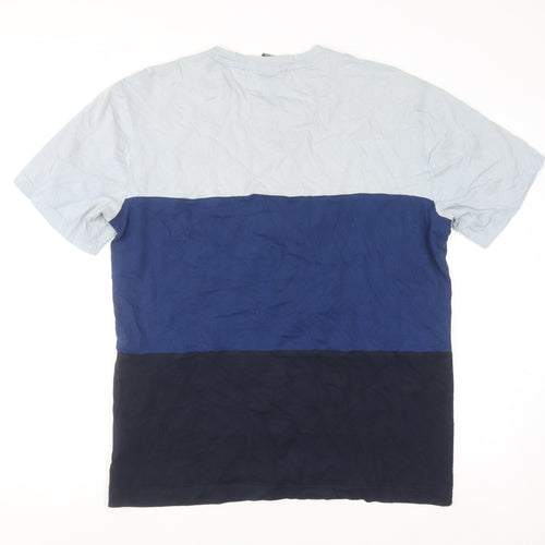 Champion Men's Blue Colourblock Crew Neck Cotton T-Shirt XL