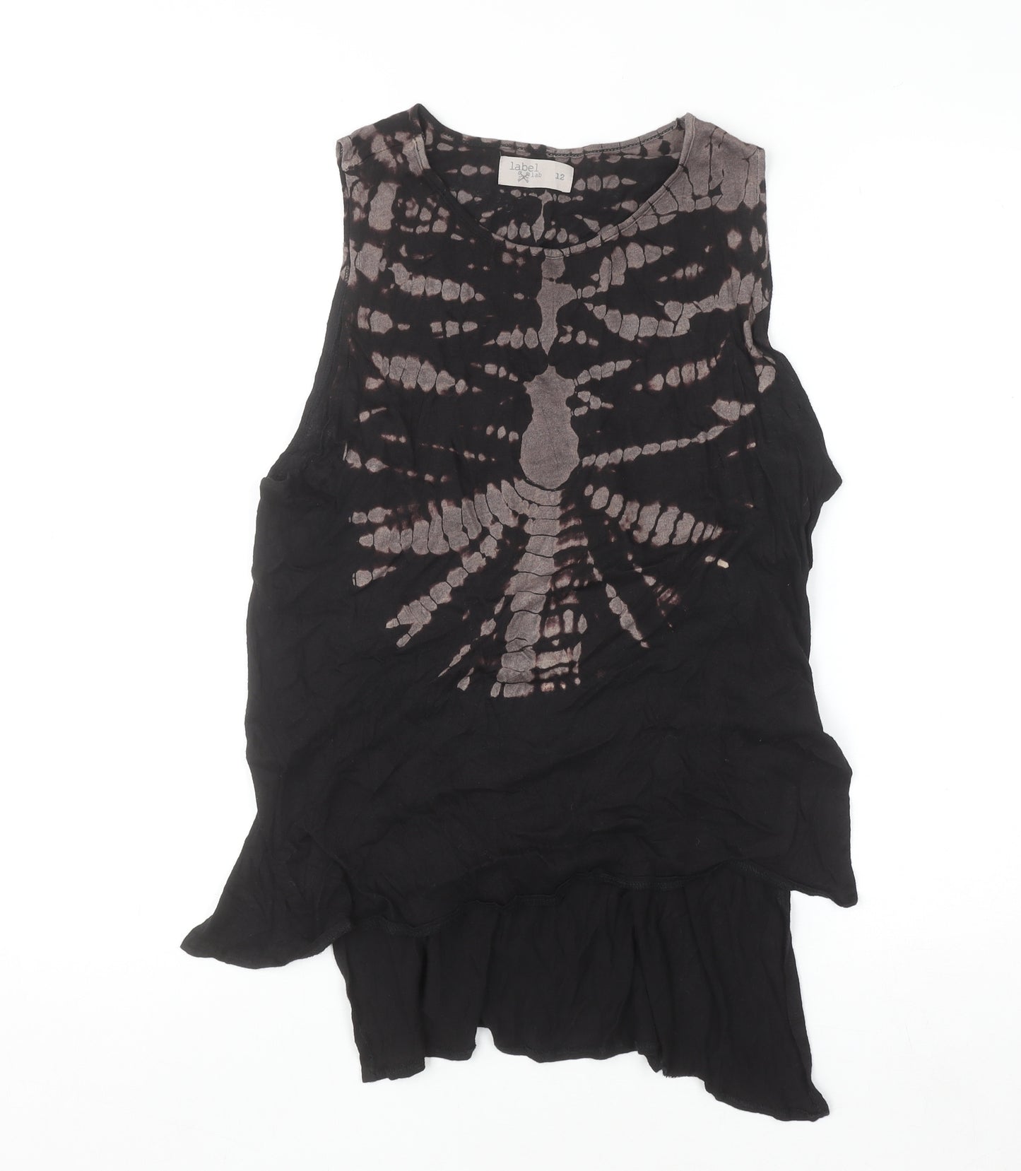 Label Lab Womens Black Tie Dye Sleeveless Camisole Top Size 12