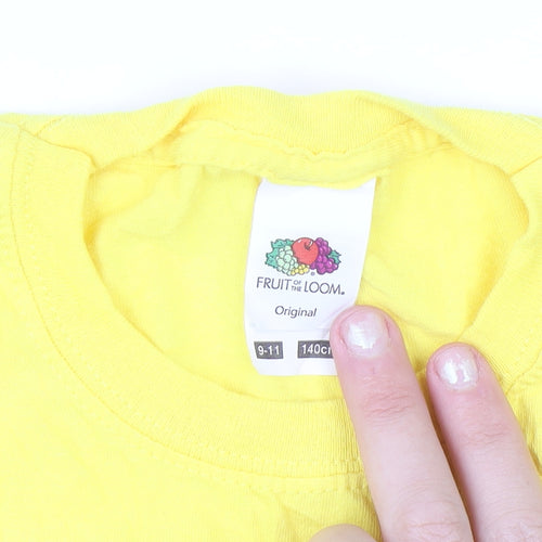 Fruit of the Loom Girls Yellow Huddersfield Giants Cotton T-Shirt 9-11 Years