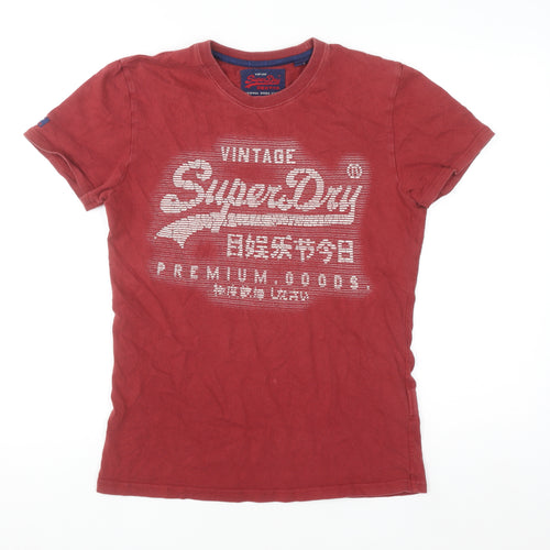 Superdry Mens Red Vintage Graphic Print Cotton T-Shirt Size S