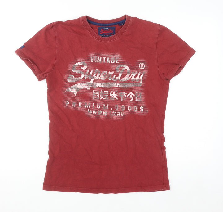 Superdry Mens Red Vintage Graphic Print Cotton T-Shirt Size S