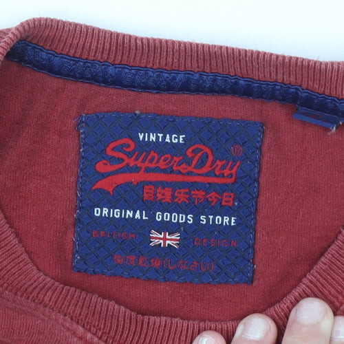 Superdry Mens Red Vintage Graphic Print Cotton T-Shirt Size S