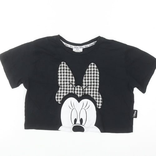 George Girls Black Minnie Mouse Cropped T-Shirt 6-7 Years