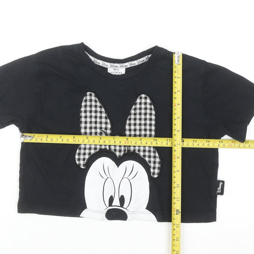 George Girls Black Minnie Mouse Cropped T-Shirt 6-7 Years
