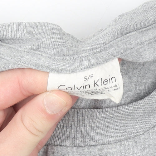 Calvin Klein Men's Grey Cotton Crew Neck Short Sleeve T-Shirt S