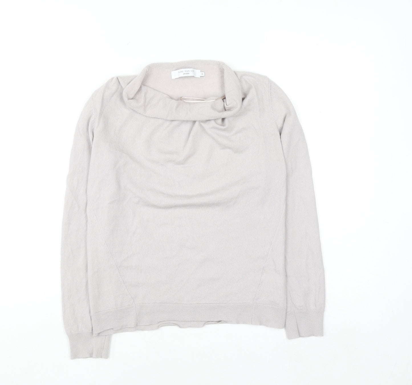 John Lewis Women Beige 10 Merino Wool Cowl Neck Jumper