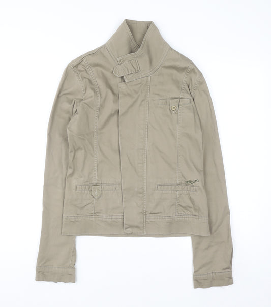 Volcom Womens Beige Military Style Jacket Size S Cotton Twill