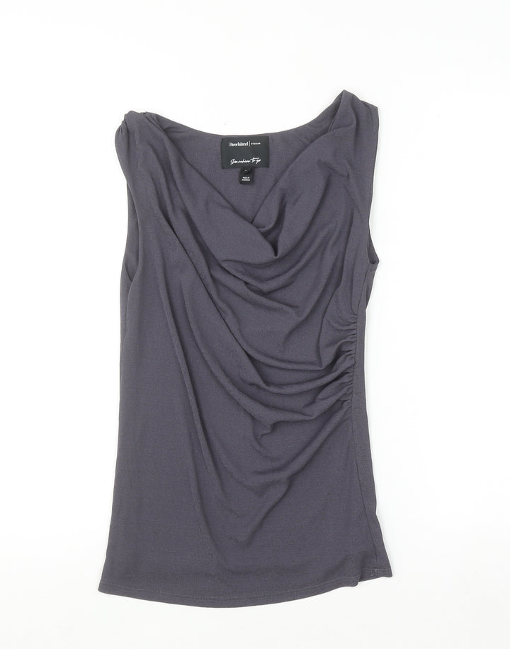 River Island Women’s Grey Cowl Neck Sleeveless Camisole Top Size 6