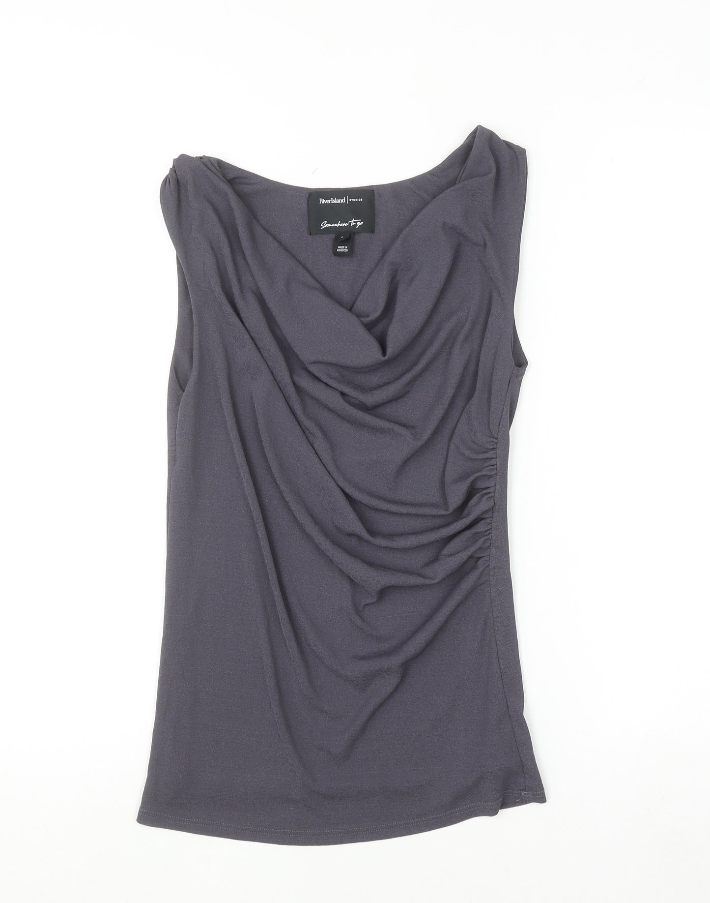 River Island Women’s Grey Cowl Neck Sleeveless Camisole Top Size 6