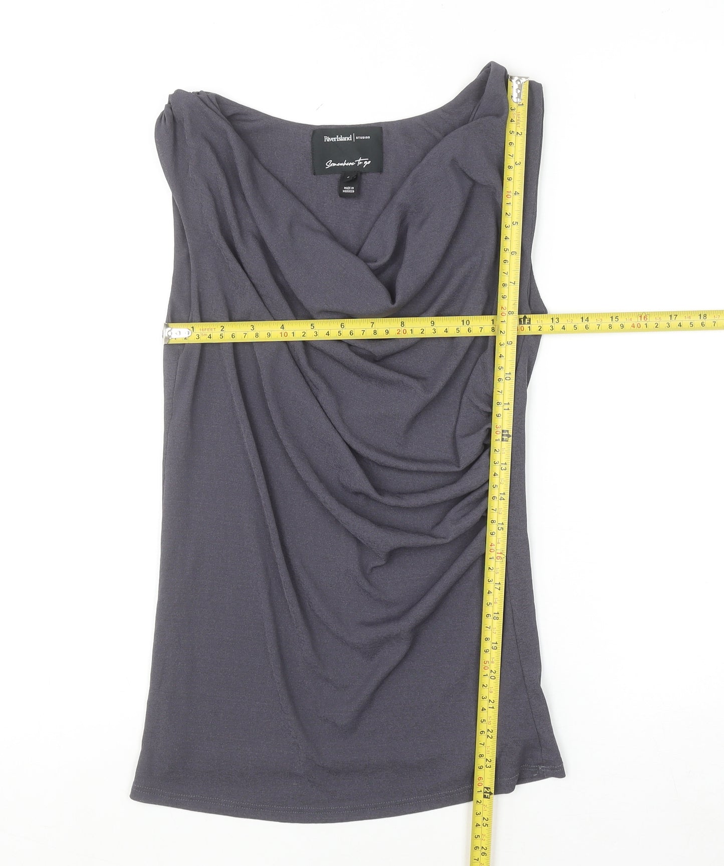River Island Women’s Grey Cowl Neck Sleeveless Camisole Top Size 6