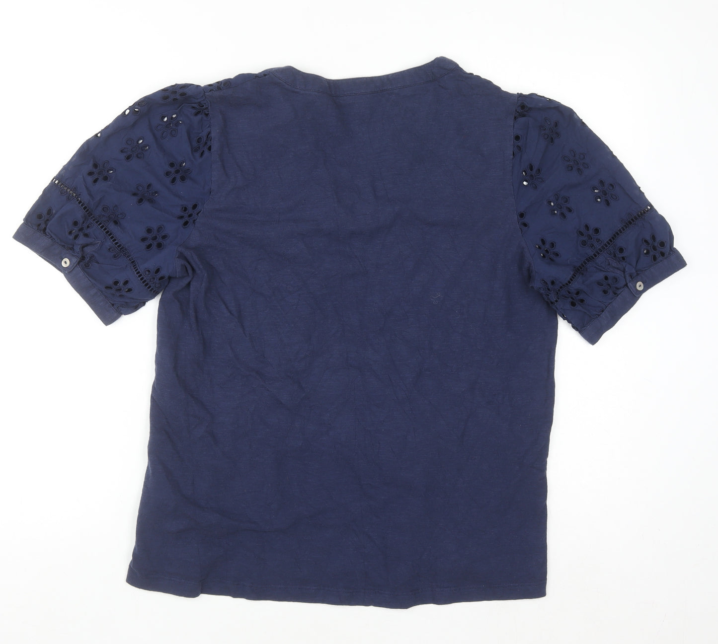 White Stuff Women's Blue Cotton Embroidered Tunic Blouse Size 16