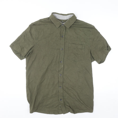Tailor Vintage Men's Green Short Sleeve Button-Up Shirt M Regular Fit