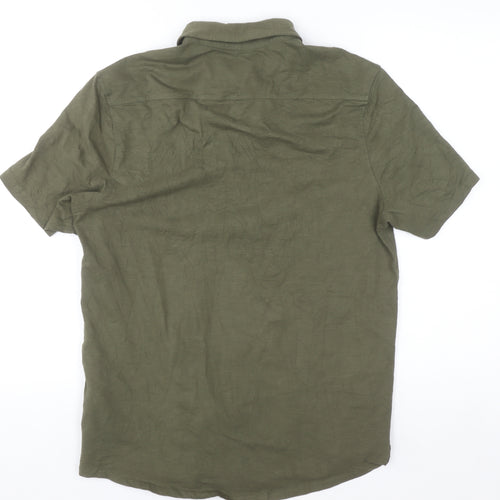 Tailor Vintage Men's Green Short Sleeve Button-Up Shirt M Regular Fit
