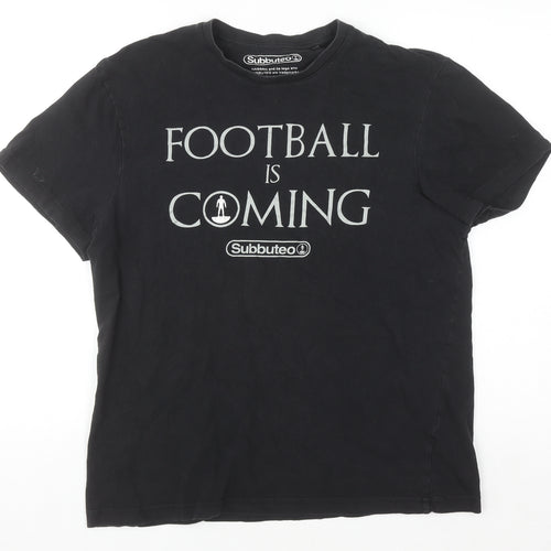 Tu Subbuteo Men's Black L Graphic Football Sports T-Shirt