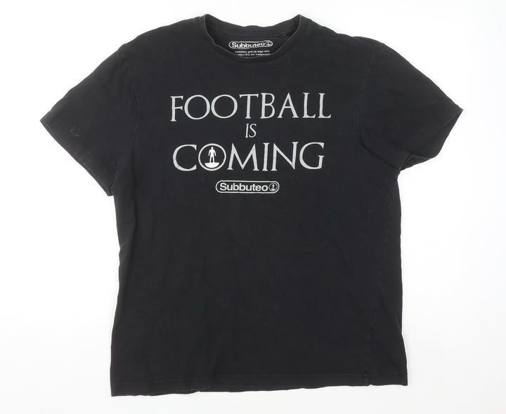 Tu Subbuteo Men's Black L Graphic Football Sports T-Shirt