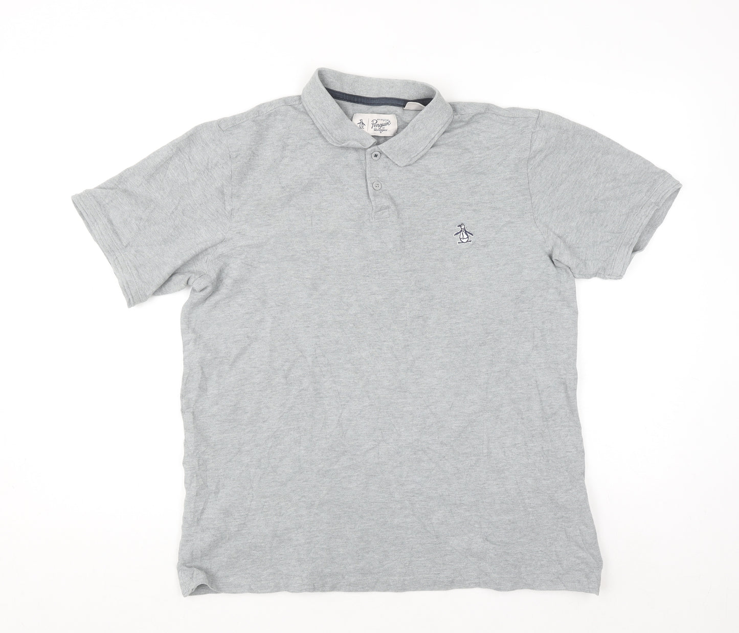 Original Penguin Men's Grey Cotton Polo Shirt Size L
