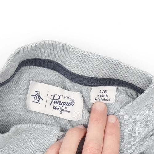 Original Penguin Men's Grey Cotton Polo Shirt Size L